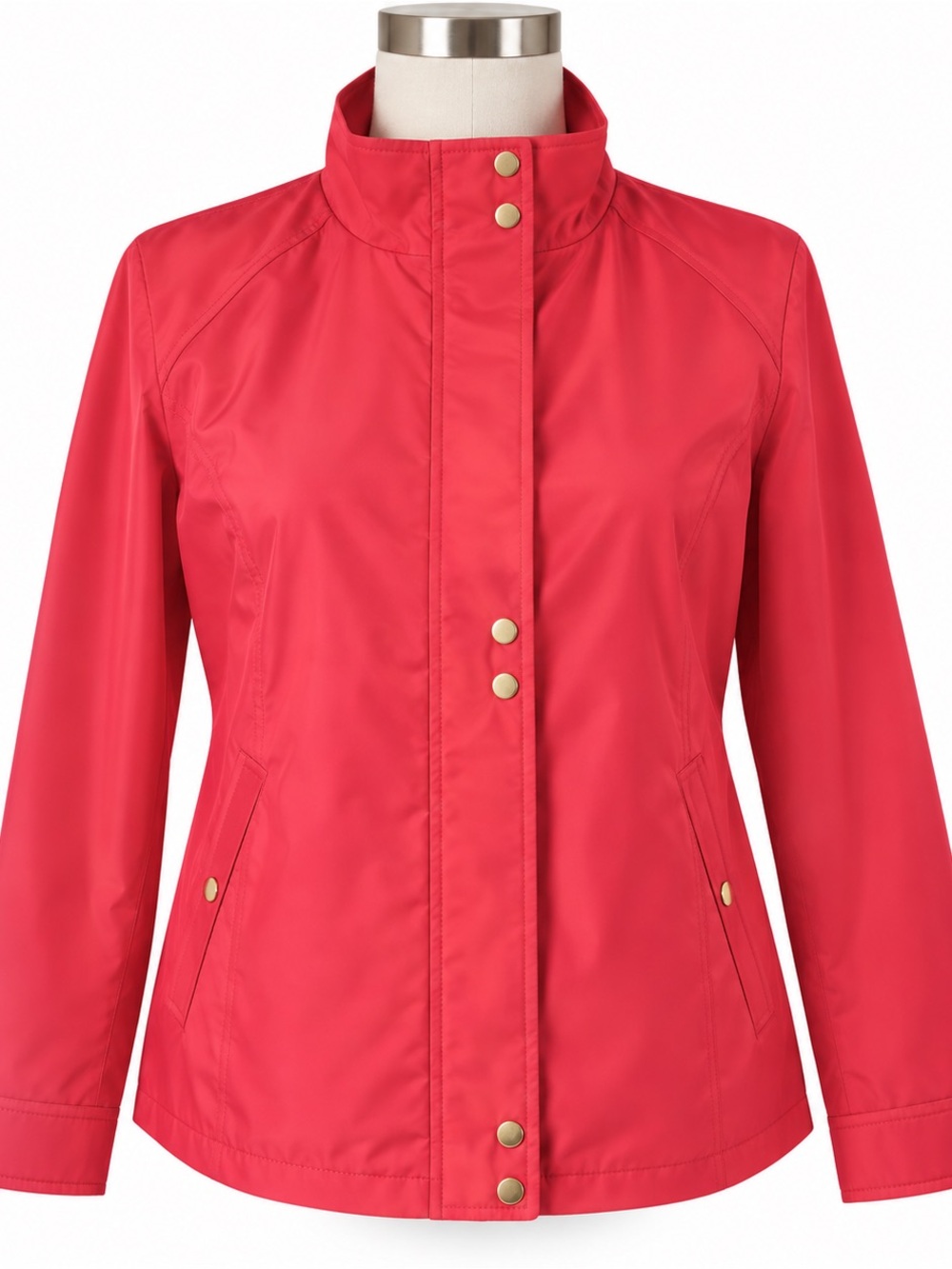 Crown & Ivy Women’s Small Coral Pink Water Resistant Jacket Gold Hardware NWT